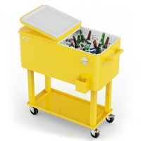 VINGLI 80QT Rolling Ice Chest with Shelf
