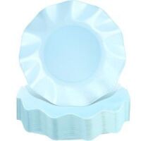 8" Light Blue Scalloped Disposable Plates, 25pc