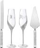 4 Pcs Wedding Cake Knife and Champagne Flutes Server Set