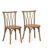 VINGLI 2-Pcs Stackable Patio Dining Chairs with Wicker Backrest