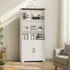 VINGLI 31-in W 70-in H 6-Tier Bookcase Farmhouse Metal Storage Cabinet with Doors and Adjustable Shelves