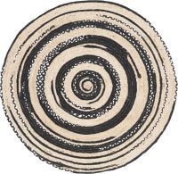SAFAVIEH Cape Cod Collection Area Rug, 5' Round, Black & Ivory