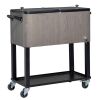 80 Quart Portable Outdoor Patio Rolling Cooler Cart Dark Grey