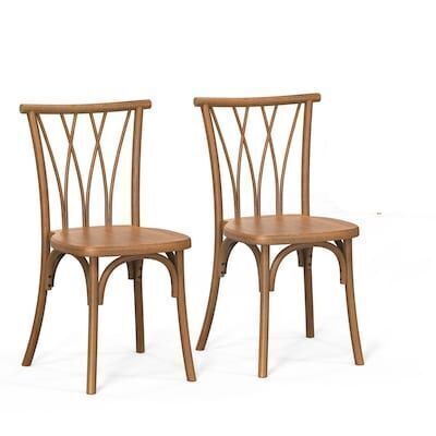 VINGLI 2-Pcs Stackable Patio Dining Chairs with Wicker Backrest