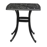 21" Sqaure Outdoor Side Table with Umbrella Hole Black