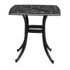 21" Sqaure Outdoor Side Table with Umbrella Hole Black