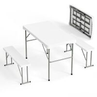 VINGLI 3.5 Feet Camping Table Chair Set with 2 Benches