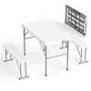 VINGLI 3.5 Feet Camping Table Chair Set with 2 Benches