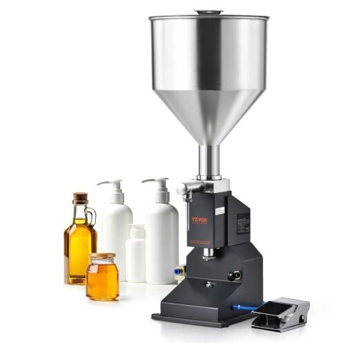 VEVOR Pneumatic Paste Liquid Filling Machine, 5-50ml Bottle Filler with Pedal