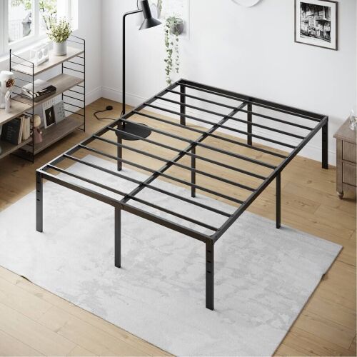 18 Inch Full Metal Platform Bed Frame, No Box Spring Needed - Black