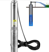 VEVOR 4" Deep Well Submersible Pump, 3HP/2200W 230V/60Hz, 37GPM Flow 640 ft Head, with 33 ft Electric Cord