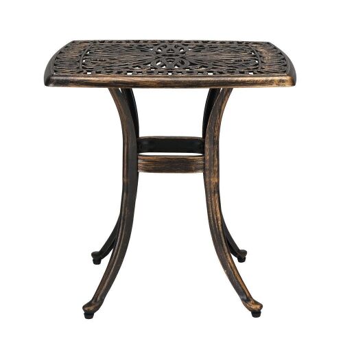 21" Sqaure Outdoor Side Table with Umbrella Hole Bronze