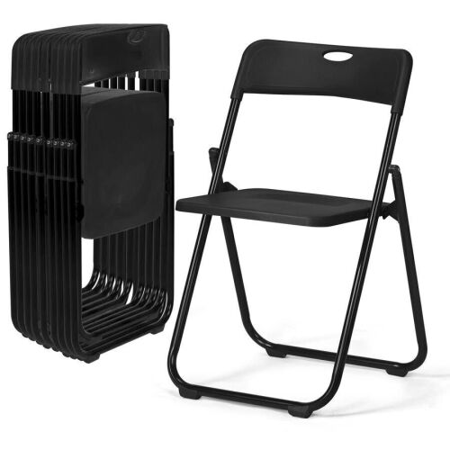10PCS Portable Folding Plastic Stackable Chairs with Backrest