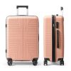 24 inches Hardside Checked Luggage PP Suitcase Pink