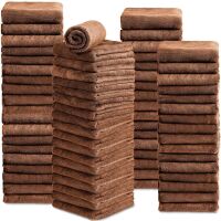72 Pack Microfiber Bleach Proof Towels, 18 x 30 Inch, Brown