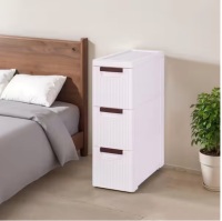 Vecelo Narrow Bathroom Storage Cabinet with 3-Drawers, Slim Rolling Accent Storage Organizer with Wheels, White