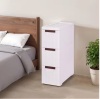 Vecelo Narrow Bathroom Storage Cabinet with 3-Drawers, Slim Rolling Accent Storage Organizer with Wheels, White