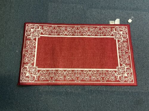 Elegant Scroll Border Rug 44x25, Burgundy, Lot of 6