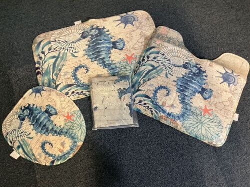 Seahorse Bathroom Set 4piece, Lot of 6