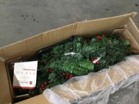 6' Pre-Lit Spruce Pencil Christmas Tree w/ Berries, Pine Cones&nbsp;