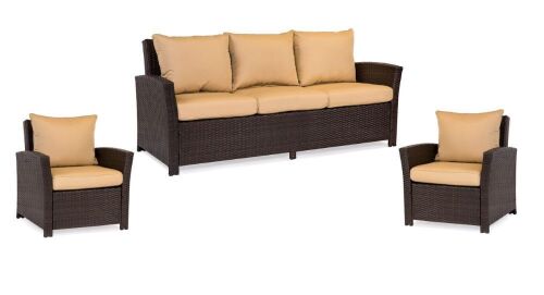 Wicker Patio Sofa & 2 Chairs Set - No Hardware or Instructions