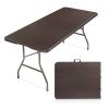 VINGLI 6 Foot Rectangular Plastic Folding Table with Carrying Handle