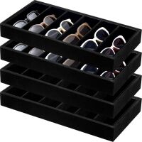 Velvet Sunglasses Organizer Tray 6 Grid, 4 Pack