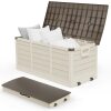 VINGLI 75 Gallon Collapsible Outdoor Storage Box/Simple-to-assemble Plastic Storage Containers with Lid Coffee