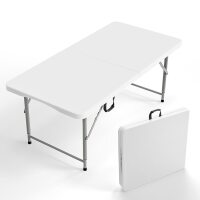 VINGLI 4 FT 3-Level Adjustable Plastic Folding Camping Table White