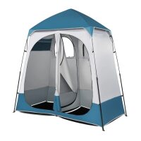 VINGLI 7.5ft Pop Up 2-Room Shower Tent with Mesh Floor and Carrying Bag Blue