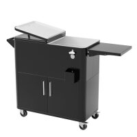 Winado 80 qt. Black Outdoor Cooler Cart With Cabinet And Foldable Side Table