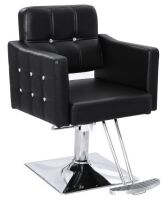 Heavy Duty Hydraulic Barber Chair Salon Chair Tattoo Chair with Crystal Button Tufted, Footrest for Barber Hair Stylist - Black
