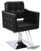 Heavy Duty Hydraulic Barber Chair Salon Chair Tattoo Chair with Crystal Button Tufted, Footrest for Barber Hair Stylist - Black