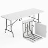 VINGLI 6FT White Plastic Collapsible Long Tables for Party Camping Banquet Craft Dining Wedding Outdoor and Indoor Use