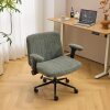 VINGLI Chenille Velvet Criss Cross Chair with Adjustable Flip-Up Arms and Wheels Dark Green