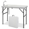 VINGLI 45D x 23W x 37H Fold in Half Folding Fish Cleaning Table with Sink/Bi-Folding Outdoor Portable Camping Game Sink Table/Fish Fillet Cutting Table with Drainage Hose for Patio Backyard BBQ