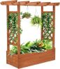 VINGLI Raised Garden Bed with Trellis & Hanging Roof
