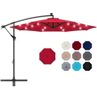 10ft Solar LED Offset Hanging Patio Umbrella w/ Crank Tilt Adjustment&nbsp;