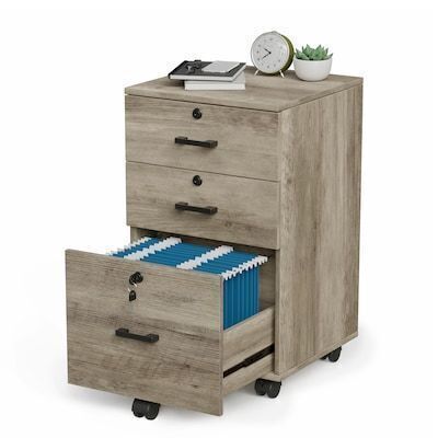 VINGLI 15.7W x 26H 3-Drawer Rolling File Cabinet with Lock