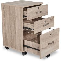 3 Drawer Rolling Wood File Cabinet with Lock