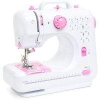 6V Compact Foot Pedal Sewing Machine w/ 12 Stitch Patterns. Appears New. E-Commerce Return