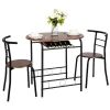 VINGLI 3 Piece Wooden Dining Set with Metal Frame for 2