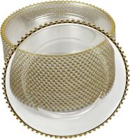 25Pcs Clear Gold Charger Plates
