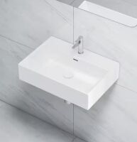 Eridanus Turner 24 in. x 16 in. Vitreous China Retangular Wall-Mount Vessel Sink with Faucet Hole and Overflow in White