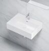 Eridanus Turner 24 in. x 16 in. Vitreous China Retangular Wall-Mount Vessel Sink with Faucet Hole and Overflow in White