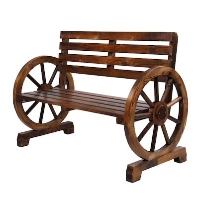 41in 2-Person Wooden Rustic Wagon Wheel Bench