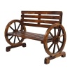 41in 2-Person Wooden Rustic Wagon Wheel Bench