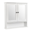 Zimtown Bathroom Medicine Cabinet Mirror, Wall Mount Storage with 2 Mirror Doors and Shelves, White