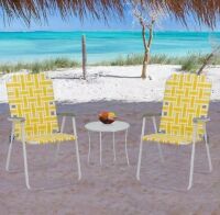 Metal Frame Yellow Beach Chair (2-Pack)