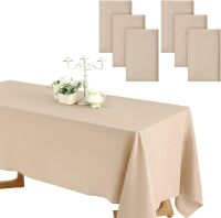 Preboun 6 Pack Wedding Rectangle Linen Tablecloth
